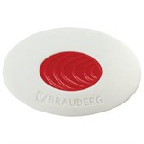 Ластик BRAUBERG Oval PRO, 40х26х8 мм, овальный, красный пластиковый держатель, 229560 229560