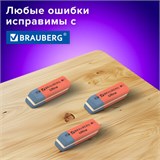 Ластики BRAUBERG "Ultra" 6 шт., размер ластика 41х14х8 мм, красно-синие, натуральный каучук, 229599. 229599