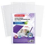Папки-файлы перфорированные А4 BRAUBERG "EXTRA 1000", КОМПЛЕКТ 50 шт., гладкие, ПЛОТНЫЕ, 100 мкм, 229672 229672