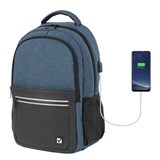 Рюкзак BRAUBERG URBAN универсальный, с отделением для ноутбука, USB-порт, "Denver", синий, 46х30х16 см, 229893 229893