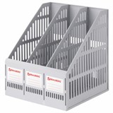 Лоток вертикальный для бумаг BRAUBERG "SMART-MAXI" (254х255х297 мм), 3 отделения, сетчатый, сборный, серый, 231524 231524