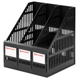 Лоток вертикальный для бумаг BRAUBERG "SMART-MAXI" (254х255х297 мм), 3 отделения, сетчатый, сборный, черный, 231525 231525