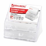 Подставка для визиток настольная BRAUBERG-CONTRACT, на 150 шт., 85х100х75 мм, 3 отделения, прозрачная, 235406 235406