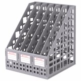 Лоток вертикальный для бумаг BRAUBERG "MAXI Plus", 240 мм, 6 отделений, сетчатый, сборный 237015