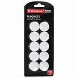Магниты BRAUBERG BLACK&WHITE УСИЛЕННЫЕ 30 мм, НАБОР 10 шт., белые, 237467 237467