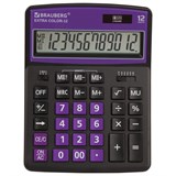 Калькулятор настольный BRAUBERG EXTRA COLOR-12-BKPR (206x155 мм),12 разрядов, двойное питание, ЧЕРНО 250480