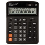 Калькулятор настольный BRAUBERG EXTRA-12-BK (206x155 мм), 12 разрядов, двойное питание, ЧЕРНЫЙ, 250481 250481