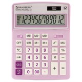 Калькулятор настольный BRAUBERG EXTRA PASTEL-12-PR (206x155 мм), 12 разрядов, двойное питание, СИРЕНЕВЫЙ, 250489 250489