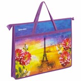 Папка для рисунков и чертежей с ручками BRAUBERG А3, пластик, молния сверху, "Paris", 270147 270147