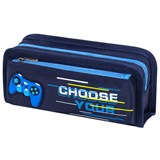 Пенал мягкий ЮНЛАНДИЯ, 2 отделения, полиэстер, "Joystick", синий, 21х6х9 см, 270274 270274