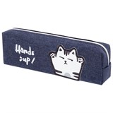 Пенал ЮНЛАНДИЯ, 1 отделение, полиэстер, "Cat", синий, 19х4х6 см, 270278 270278