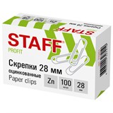 Скрепки STAFF, 28 мм, оцинкованные, 100 шт., в картонной коробке, 270451 270451