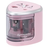 Точилка электрическая BRAUBERG DUAL (для 2 диаметров карандашей!), 4 батарейки АА, розовая, 270579 270579