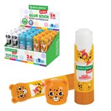 Клей-карандаш Зверята: панда, слон, леопард, 9 г, фигурный колпачок, BRAUBERG KIDS, 271139 271139