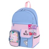 Рюкзак BRAUBERG PASTEL с термонашивками в комплекте, "Friendly bunnies", голубой, 40х29х14 см, 271423 271423
