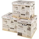 Короб для хранения из микрогофрокартона 380х280х315 мм, КОМПЛЕКТ 3 ШТ., BRAUBERG HOME "Газета", 271822 271822