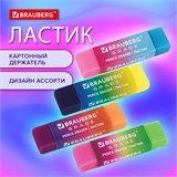 Ластик полупрозрачный BRAUBERG Grade, 60x15x10 мм, картонный держатель, цвет ассорти, 271997 271997