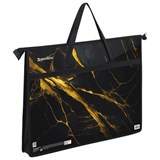Папка для рисунков и чертежей с ручками BRAUBERG А3, пластик, молния сверху, "Black&gold marble", 272232 272232