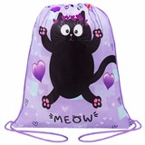 Мешок для обуви ПИФАГОР, 1 отделение, 42х34 см, "Falling cat", 272383 272383