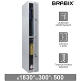 Шкаф металлический для одежды BRABIX "LK 12-30", УСИЛЕННЫЙ, 2 секции, 1830х300х500 мм, 18 кг, 291133, S230BR421102 291133