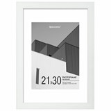 Рамка 21х30 см с паспарту 15х21 см небьющаяся, багет 20 мм пластик, BRAUBERG "New Age", белая, 391276 391276