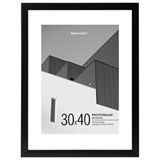 Рамка 30х40 см с паспарту 21х30 см небьющаяся, багет 20 мм, пластик, BRAUBERG "New Age", черная, 391277 391277