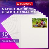 Листы для фотоальбома магнитные 30х32 см, КОМПЛЕКТ 10 шт., BRAUBERG, 391313 391313