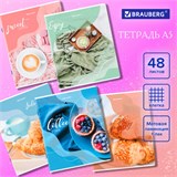 Тетрадь А5, 48 л., BRAUBERG, скоба, клетка, матовая ламинация, выборочный лак, "Sweets" (микс в спайке), 404373 404373