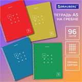 Тетрадь А5 96 л. BRAUBERG, гребень, клетка, обложка картон, Knowledge (микс в спайке), 404421 404421