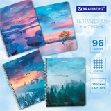 Тетрадь А5 96 л. BRAUBERG, гребень, клетка, обложка картон, Travel (микс в спайке), 404426 404426