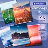 Тетрадь А5 96 л. BRAUBERG скоба, клетка, обложка картон, Calm (микс в спайке), 404435 404435