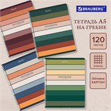 Тетрадь А5 120 л. BRAUBERG, гребень, клетка, обложка картон, "Classic" (микс в спайке), 404446 404446
