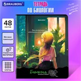 Тетрадь предметная "ANIME GIRLS" 48 л., матовая ламинация, БИОЛОГИЯ, клетка, подсказ, BRAUBERG, 404749 404749