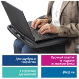 Подставка-столик с мягкими подушками, для ноутбука и творчества BRAUBERG, 480х335 мм, черный, 512668 512668