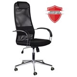 Кресло офисное BRABIX Pilot EX-610 CH premium, хром, ткань-сетка, черное, 532417 532417
