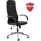 Кресло офисное BRABIX Pilot EX-610 CH premium, хром, кожзам, черное, 532418 532418