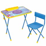 Комплект детской мебели голубой КОСМОС: стол + стул, пенал, BRAUBERG NIKA KIDS, 532634 532634