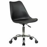 Кресло стул BRABIX "Eames MG-310 CH", хром, пластик черный, экокожа черная, 532925 532925