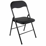 Стул складной BRABIX "Golf CF-007", черный каркас, кожзам черный, гофрокороб, 533024 533024