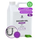 Средство для прочистки канализационных труб (для сантехники) 5,3 кг, GRASS DIGGER-GEL, гель, щелочное, 125206 605625
