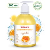 Мыло-крем жидкое с антибактериальным эффектом 500 мл UNICARE "Медовое", с дозатором, UC501062 608156