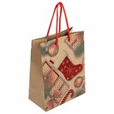 Пакет подарочный (1 штука) новогодний 18x10x23 см, ЗОЛОТАЯ СКАЗКА "Christmas Kraft", глиттер, 608235 608235