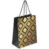 Пакет подарочный (1 штука) 18x10x23 см, ЗОЛОТАЯ СКАЗКА Gold Luxury, тиснение фольгой, чёрный, 608248 608248