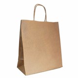 Крафт-пакет бумажный 26х15х35 см, крученые ручки, плотность 90 г/м2 609764