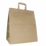 Крафт-пакет бумажный 32х20х37 см, плоские ручки, плотность 90 г/м2 609765