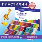 Пластилин классический BRAUBERG "АКАДЕМИЯ КЛАССИЧЕСКАЯ", 36 цветов, 720 г, СТЕК, ВЫСШЕЕ КАЧЕСТВО, 106425 106425
