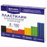 Пластилин классический BRAUBERG АКАДЕМИЯ КЛАССИЧЕСКАЯ, 8 цветов, 160 г, стек, ВЫСШЕЕ КАЧЕСТВО, 106500 106500