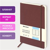 Блокнот А5 (148x218 мм), BRAUBERG "Metropolis Ultra", под кожу, 80 л., резинка, клетка, коричневый, 111023 111023