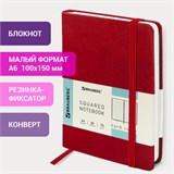 Блокнот МАЛЫЙ (100x150 мм) А6, BRAUBERG "Metropolis Special", под кожу, 80 л., клетка, красный, 111581 111581