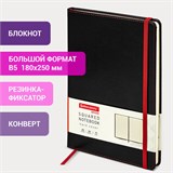 Блокнот БОЛЬШОЙ ФОРМАТ (180х250 мм) B5, BRAUBERG "Office", под кожу 80 л., клетка, черный, 113309 113309